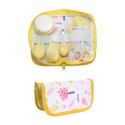 6-Piece Baby Care Kit with Animal-Print Portable Bag, Hair Brush, Comb, Nail Clipper, File, Scissors and Nasal Aspirator for Home and Travel