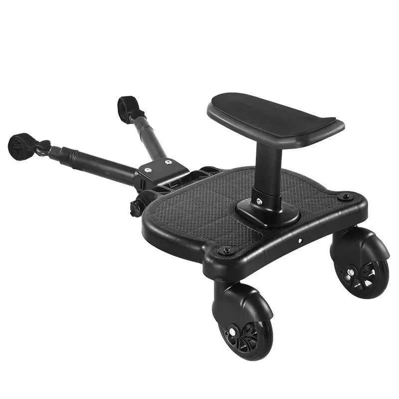Stroller Ride-On Board with Detachable Seat, Sit or Stand Platform for a Second Child Ages 3-7, Single or Double Wheel Color Options