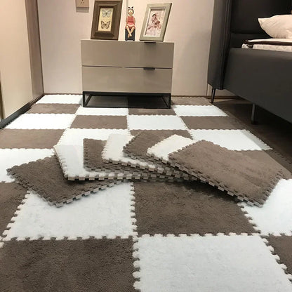 Plush Interlocking Foam Floor Mat with 30 cm Velvet-Topped EVA Tiles, 10 or 20 Pieces for Kids Rooms, Nursery Corners and Indoor Play Areas