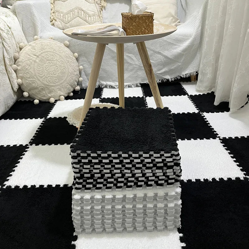 Interlocking Carpet Floor Tiles, Plush 30 cm EVA Foam Puzzle Squares with 1 cm Cushioning for Nursery Corners and Kids Indoor Playrooms