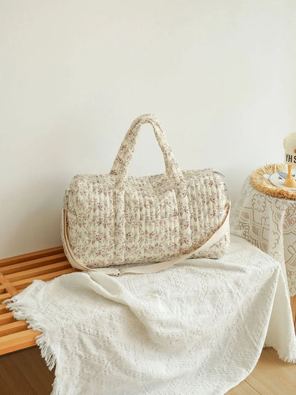 Diaper Bag Tote with Leaf Print, Large Capacity Mommy Handbag with Zipper Closure and Carry Handles for Baby Essentials and Travel