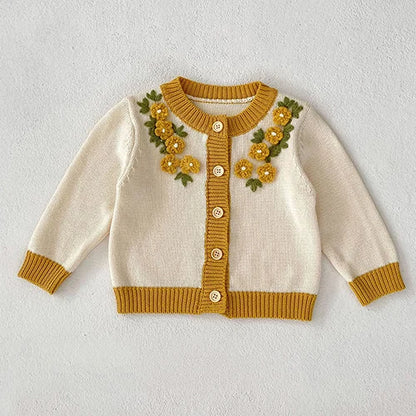 Baby Girl Knit Cardigan Sweaters with Long Sleeves, Korean-Style Infant and Toddler Layering Coats in Multiple Designs, Sizes 3M to 3T