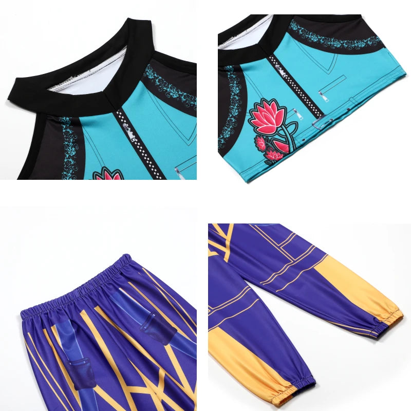 Girls Cosplay Costume Set for Halloween, Dance Performances and Dress-Up with Jacket, T-Shirt and Shorts or Top-and-Pants Outfit Options