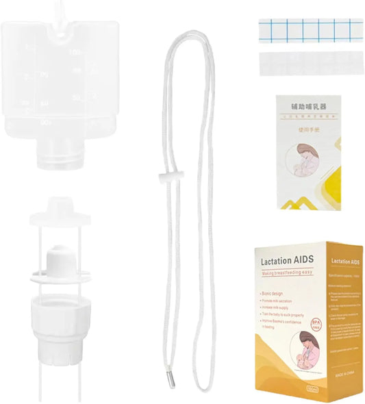 Supplemental Nursing System with Milk Collection Bottle and Feeding Tube, Polypropylene Breastfeeding Aid Kit for Assisted Feeding Routines