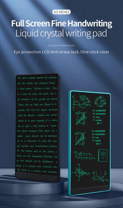 Pocket LCD Writing Pad, 6.5-Inch Full-Screen Fine-Line Tablet with Magnetic Stylus for Meeting Notes, Quick Sketches and Handwriting Practice