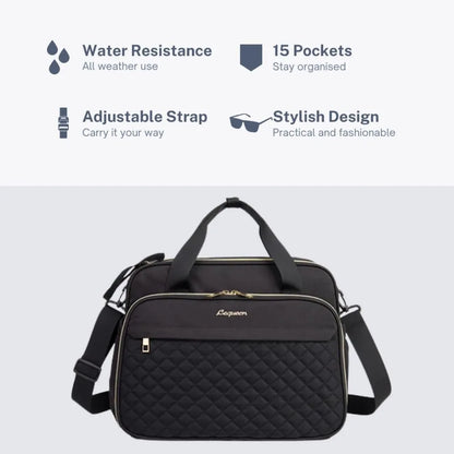 Crossbody Diaper Bag with Wide Double-Zip Opening, Quilted Front Pocket and Adjustable Shoulder Strap for Baby Essentials and Family Outings