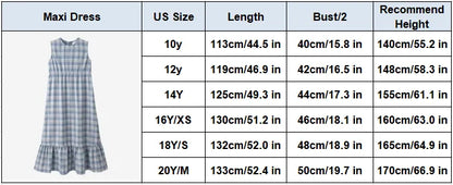 Blue Plaid Girls Maxi Dress and Tie-Front Knit Cardigan Options, Sleeveless Ruffle-Hem Dress or Cropped Long-Sleeve Layer for Teens