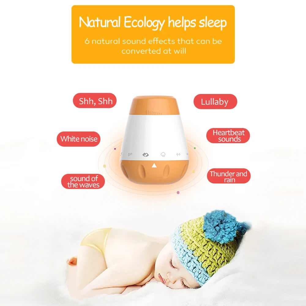 Cry-Activated White Noise Machine for Baby, 6 Soothing Sounds with Rotary Controls, 30-Minute Standby and USB-C Rechargeable 1800mAh Battery