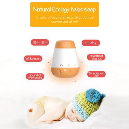 Cry-Activated White Noise Machine for Baby, 6 Soothing Sounds with Rotary Controls, 30-Minute Standby and USB-C Rechargeable 1800mAh Battery