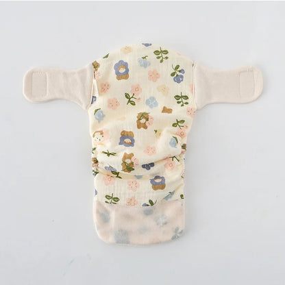 Baby Wrap Cloth Diaper with Adjustable Waist Tabs, Reusable Cotton Nappy in Animal and Rainbow Prints, Single-Piece Infant Changing Essential