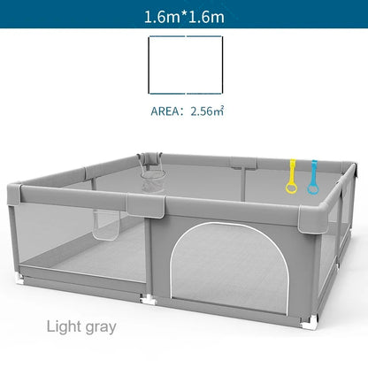 Baby Playpen with Pull Rings by IMBABY, Light Gray Mesh Activity Fence with Zippered Door and Multiple Size Options for Supervised Play