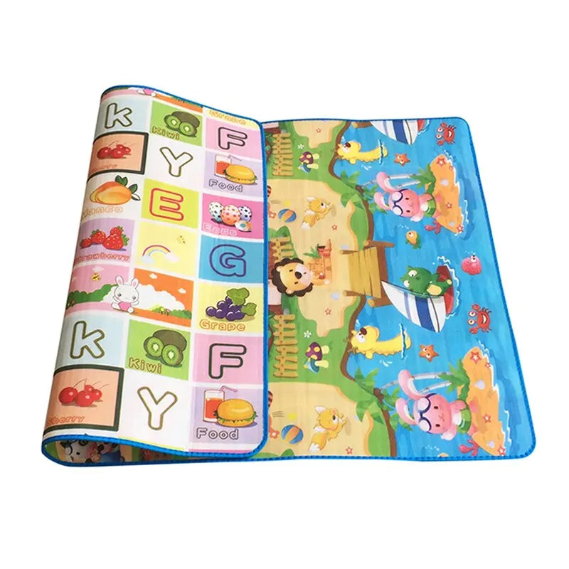 ABC Baby Crawling Mat 180 x 120 cm with Double-Sided Alphabet and Farm Prints, Foldable Foam Floor Play Rug with Handled Storage Bag
