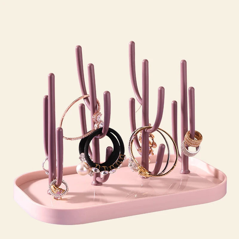 Cactus Baby Bottle Drying Rack with Branch Holders and Water Catch Tray, Portable PP Countertop Organizer for Bottles, Nipples and Pacifiers