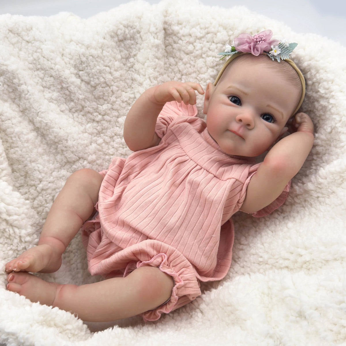 Full Body Vinyl Reborn Doll Bettie, 19-Inch Baby Girl with Poseable Head and Limbs, Open Acrylic Eyes, Painted Hair, Outfit and Pretend-Care Accessories