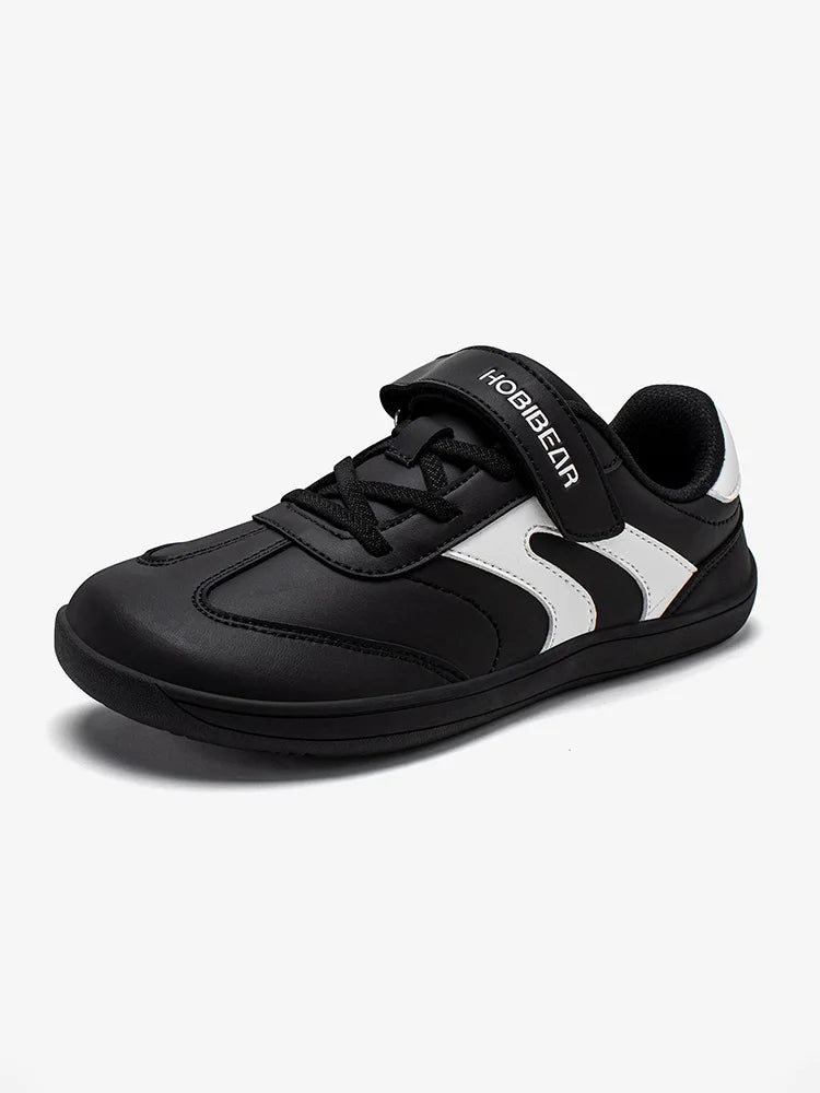 Big Kids Barefoot Sneakers by HOBIBEAR with Wide Toe Box, Zero-Drop Rubber Sole, Hook-and-Loop Strap and Artificial Leather Upper for Everyday Walking