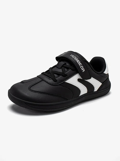 Big Kids Barefoot Sneakers by HOBIBEAR with Wide Toe Box, Zero-Drop Rubber Sole, Hook-and-Loop Strap and Artificial Leather Upper for Everyday Walking