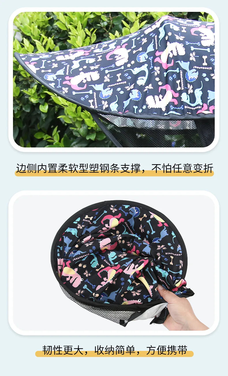 Baby Stroller Shade Extender, Pushchair Sun Awning in Black, Dinosaur, Bear or Star Designs for Extra Canopy Coverage on Outdoor Family Walks