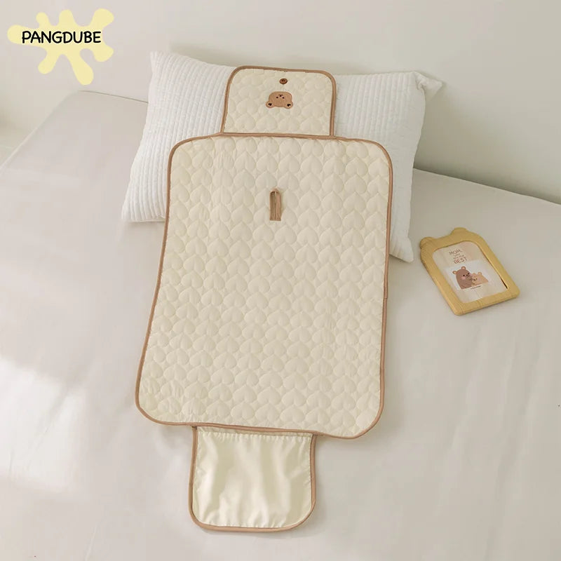 Diaper Changing Pad with Storage Pocket, PANGDUBE Foldable Waterproof Baby Changing Mat for Travel and Everyday Diaper Care in Animal Designs