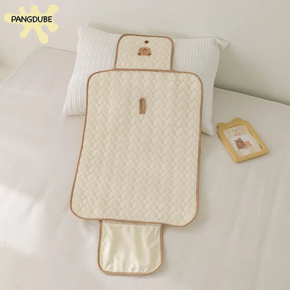 Diaper Changing Pad with Storage Pocket, PANGDUBE Foldable Waterproof Baby Changing Mat for Travel and Everyday Diaper Care in Animal Designs
