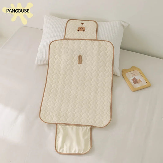 Diaper Changing Pad with Storage Pocket, PANGDUBE Foldable Waterproof Baby Changing Mat for Travel and Everyday Diaper Care in Animal Designs