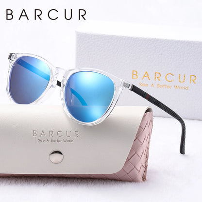 Women's Round Polarized Sunglasses by BARCUR, Lightweight PC Frame with Retro-Inspired Style and Eight Color Options for Travel and Everyday Outings