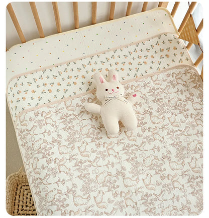 Washable Cotton Diaper Changing Mat, Large Waterproof Baby Changing Pad with Printed Designs for Everyday Nursery Diaper Care