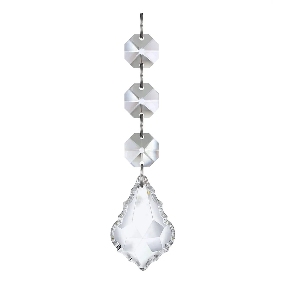 Clear Acrylic Bead Garland Strands with 14mm Octagon Gems and Adjustable Rings, Hanging Crystal-Look Chains for Wedding, Birthday and Holiday Decor