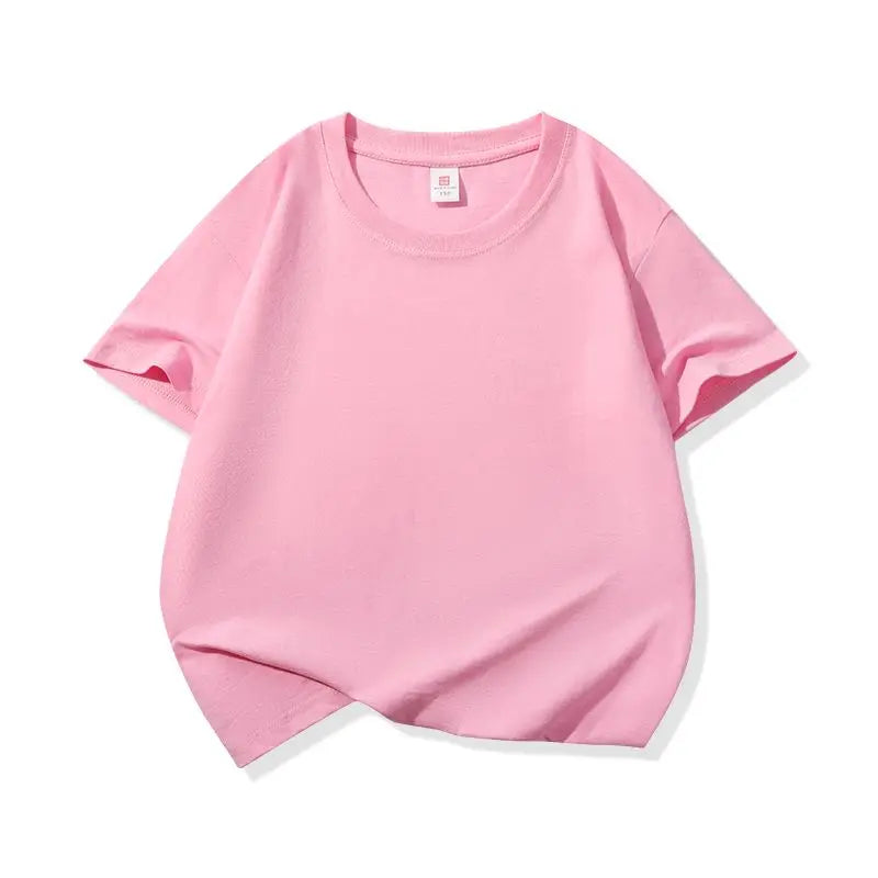 Kids Solid Color Cotton T-Shirt, 180gsm Short Sleeve Crewneck Basic Tee for Boys and Girls in 18 Colors for Summer and Everyday Casual Outfits