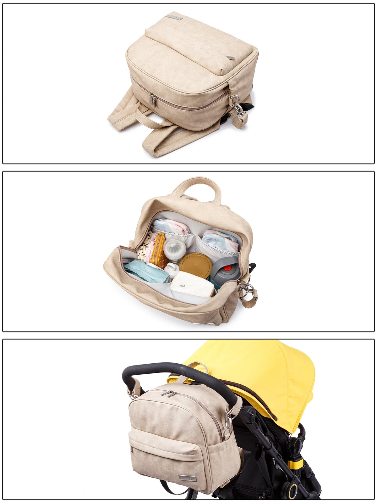 Diaper Backpack for Quick Outings, Lightweight Baby Changing Bag with Front Zip Pocket and Top Handle for Newborn Essentials