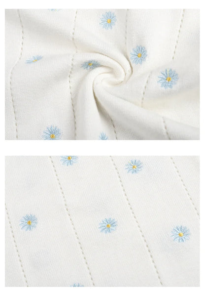 Sleeveless Baby Girl Bodysuit with Floral Cotton Knit and Tie Shoulders, White Openwork Summer One-Piece Outfit for Family Photos, 0-24M