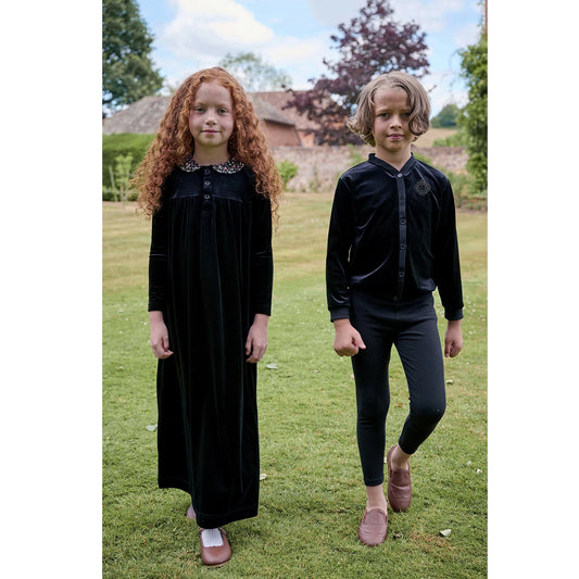 Velvet Sibling Matching Outfits for Babies and Kids, Floral Collar Girls Maxi Dress, Boys Clothing Set and Baby Romper Styles for Family Photos