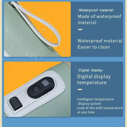 Baby Bottle Insulation Sleeve with LCD Display, Portable USB Milk Warming Cover with Carry Loop for Caregiver Use at Home and During Travel