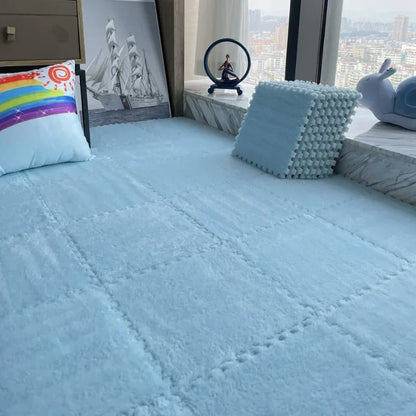 Plush Interlocking Foam Floor Mat with 30 cm Velvet-Topped EVA Tiles, 10 or 20 Pieces for Kids Rooms, Nursery Corners and Indoor Play Areas