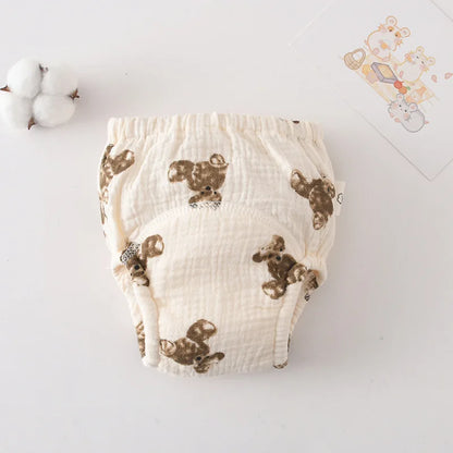 Printed Cotton Potty Training Pants, Single Reusable Learning Underwear with Pull-On Waist for Babies and Toddlers in Sizes 80–110