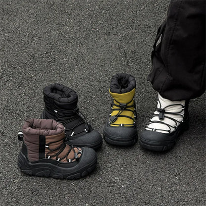 Kids Snow Boots with Toggle Laces, Warm Fur Lining and Rubber Soles for Boys and Girls, Winter Outdoor Shoes in EU Sizes 26-37