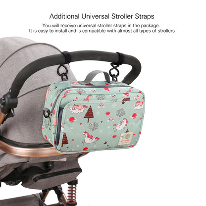 Baby Diaper Bag Wet Dry Storage Pouch with Printed Designs, Reusable Organizer for Diaper Changes, Baby Essentials and Everyday Outings