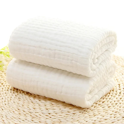 6-Layer Cotton Muslin Baby Bath Towel with Bubble Gauze Texture, Approx. 105 x 105 cm Square Receiving Blanket for Parent-Supervised Care