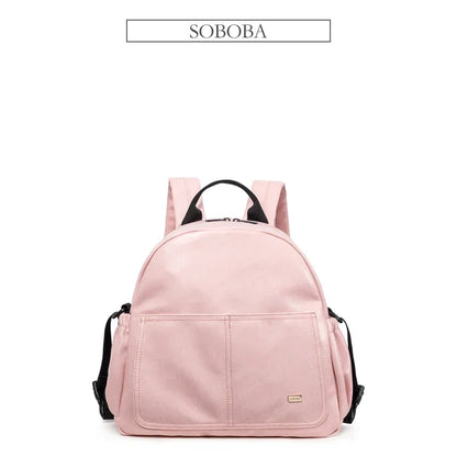 Baby Changing Backpack with Front Slip Pockets and Side Storage, Soboba Solid-Color Diaper Bag with Carry Handle for Everyday Parent Outings