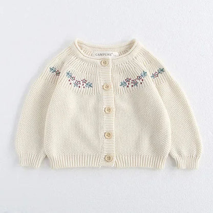 Infant Girl Sweater Cardigan with Long Sleeves, Button-Front Knit Layering Coat in Multiple Styles for Fall Outfits, Sizes 3M to 3T