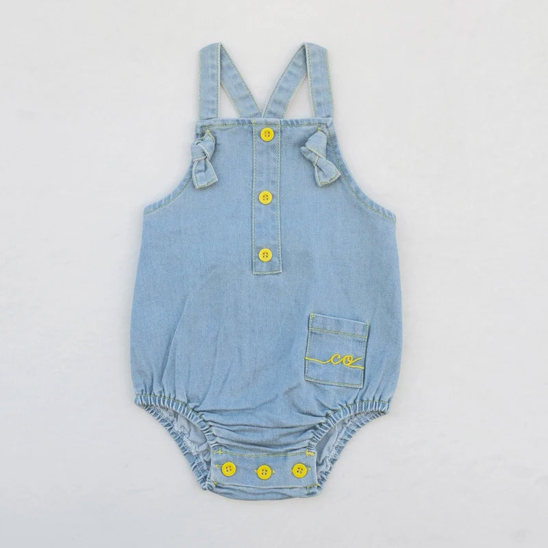 Light Blue Denim Sibling Outfits, Cotton Boys Shirts and Shorts, Girls Dresses and Skirts, Baby Rompers and Overalls for Matching Family Looks