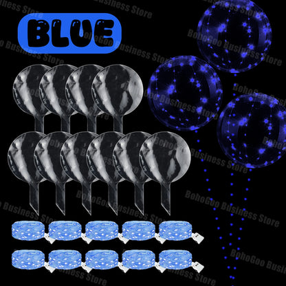 LED Light Up Balloons with Batteries and Clear Bobo Balloon Design, 10-100 Set Options for Wedding Receptions, Proposals and Birthday Party Decor