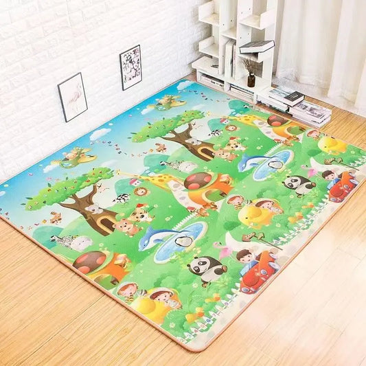 Printed Baby Crawling Mat 180 x 120 cm with Dinosaur or Farm Designs, Double-Sided Wipe-Clean Floor Rug with Slim 3 mm Profile for Supervised Play