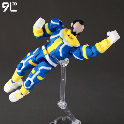 Articulated Superhero Action Figure, 3D Printed PETG Collectible with 30+ Poseable Joints, Interchangeable Parts and Accessories for Display
