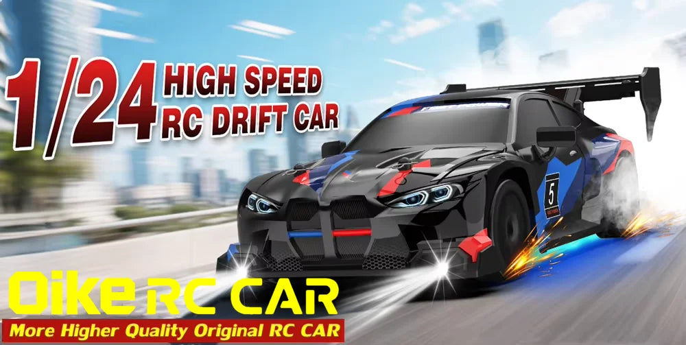RC Drift Racing Car with 4WD, 2.4GHz Proportional Remote Control, LED Lights and Replaceable Racing and Drift Tires for Kids and Adults