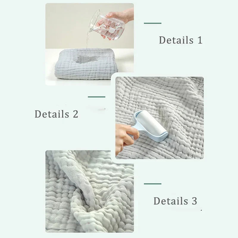 6-Layer Cotton Muslin Baby Bath Towel with Bubble Gauze Texture, Approx. 105 x 105 cm Square Receiving Blanket for Parent-Supervised Care