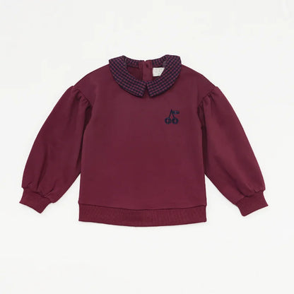 Maroon Gingham Sibling Matching Outfits, Cotton Navy and Burgundy Sweatshirt Dresses, Tops, Jumpers and Baby Rompers for Boys and Girls