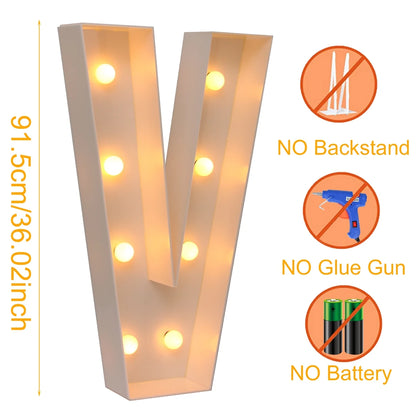 Giant Marquee Letter Frame Box, 91.5cm LED Light-Style Alphabet Display for DIY Names, Baby Showers, First Birthdays and Wedding Party Decor