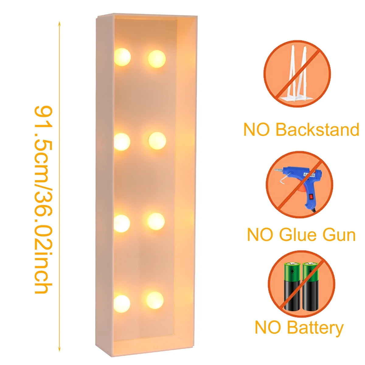 Giant Marquee Letter Frame Box, 91.5cm LED Light-Style Alphabet Display for DIY Names, Baby Showers, First Birthdays and Wedding Party Decor