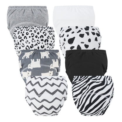 Washable Potty Training Pants Multipack, 4 or 8 Reusable Toddler Underwear Briefs with Printed Designs for Daytime Toilet Learning, Sizes S-XL