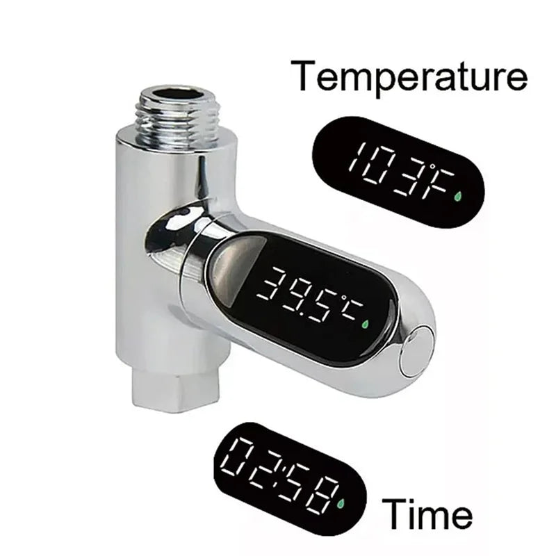 Inline Shower Water Thermometer with Large LED Temperature Display, First or Second Generation Options for Parent-Managed Bath Preparation